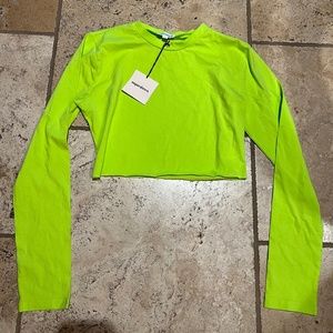 Superdown Lime Green Crop Long Sleeved Shirt Size Small New with Tags